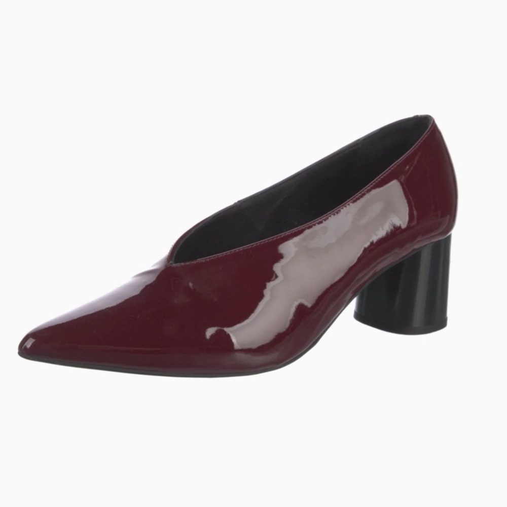 Iris & ink Burgundy Patent Leather Block Heel Pumps size 37